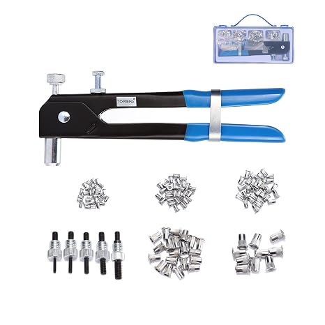 126pcs Rivet Nut Tool Kit Set Blind Rivet Nut Hand Riveter Gun Wrench Threaded Insert Rivnut Nutsert M3/M4/M5/M6/M8