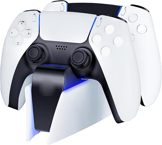 PS5 Controller Charging Station for PlayStation 5 DualSense Wireless Controller & Edge Controller, RGB Quick Charge Charging Station with USB-C Cable, LED Display, 2.5 Hours Charging Time