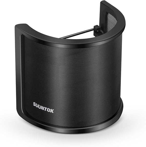 SUUNTOK Pop Filter Screen, Compact Microphone Pop Shield Windscreen with Metal Mesh Handheld Mic Mask for Vocal Recording, YouTube Videos, Streaming, Gaming