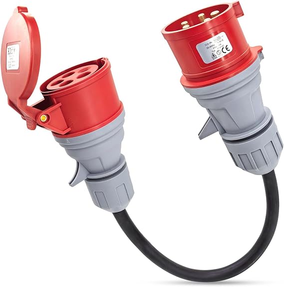 Plug 32A to 16A Socket CEE Adapter 5 Pin Coupling for Electric Vehicles, EV Charger, Construction Sites (P34542)