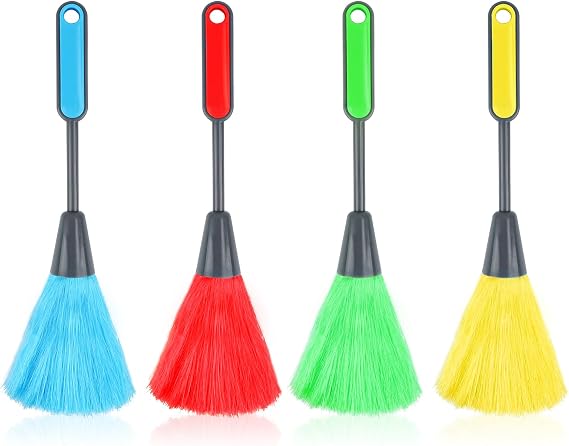 4 Pieces Mini Duster Computer Keyboard Cleaning Brush Wool Duster Duster Duster with Handle Microfiber Hand Duster Dust Removal Brush Electric Filter Blind Cleaning Brush