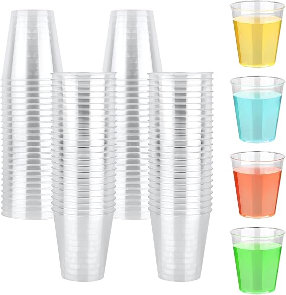 100 PCS Hard Plastic Shot Glasses 50ml Reusable Shot Glass, Small Clear Cups Jelly Shots Set, Mini Sample Tasting Cups for Weddings,Party, Festival, BBQ