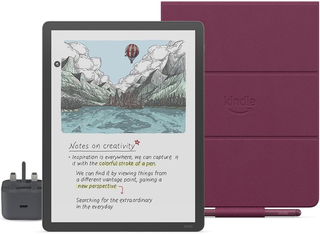 New Amazon Kindle Scribe Colorsoft 64 GB (Graphite) + Premium Pen + Premium Leather Cover (Fig) + USB-C Charger