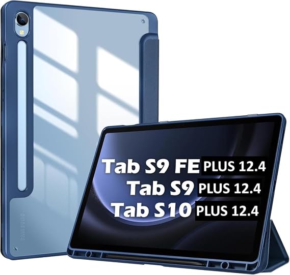 Samsung Galaxy Tab S9 FE Plus/S10 Plus/S9 Plus ile uyumlu Kılıf Grafiti Şeffaf Kalem Bölmeli X610-16-810-18 X820 Lacivert
