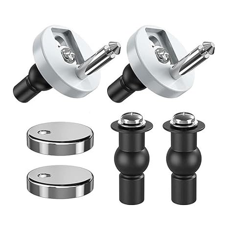 2 Pack Quick Release Toilet Seat Fixings, Universal Toilets Seat Fittings Replacement Kit with Expanding Rubber Screws Nuts Bolts for WC Toilet Blind Holes, Silver