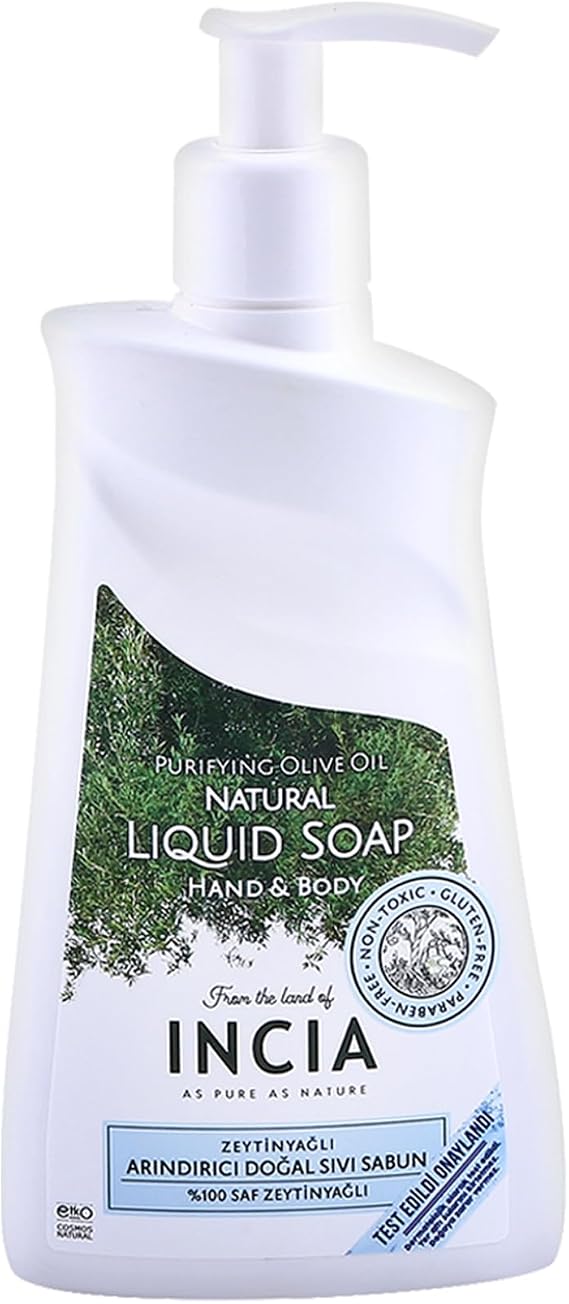 INCIA%100 Doğal Sıvı Kastil Sabunu Arındırıcı Zeytinyağlı 10 Bitkisel Değerli Yağ Vegan 250 ml