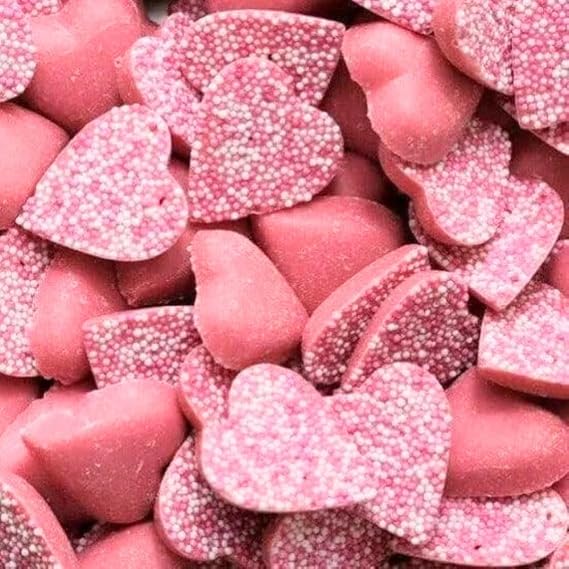 Pink Hearts Strawberry Chocolate 200g Bag, Pouch