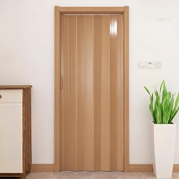 Plastic Foldable Sliding Door, Internal Folding Door Panel with Handle, Space Saving Room Divider (Yellow, Thickness 6mm)