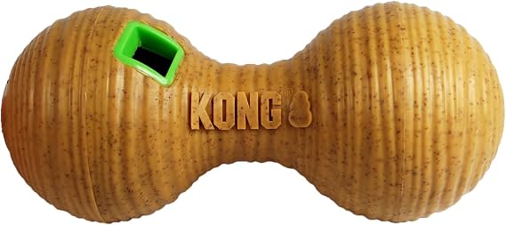 KONG Treat Dispenser Bambu Besleyici Dambıl Köpek Oyuncağı, Medium, Taba