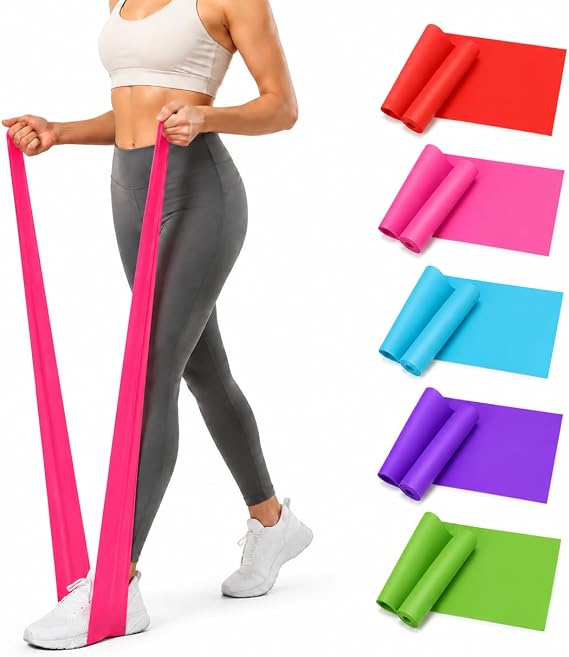 Orret Home 150 cm Pilates Bandı, Hafif Sertlik Egzersiz Bandı, Esnek Latex Direnç Lastiği, Yoga Fitness Fizik Tedavi Esneme ve Kuvvet Antrenmanı İçin Taşınabilir Spor Bandı (ASORTİ RENK)