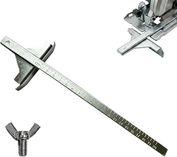 Silver Replacement Circular Saw Edge Guide with Scale,Metal Cutting Guide Rail for Straight Woodworking Cuts,Sliding Guide for Circular Saw Compatible with Multiple Power Tools,11MM Alignment Rail