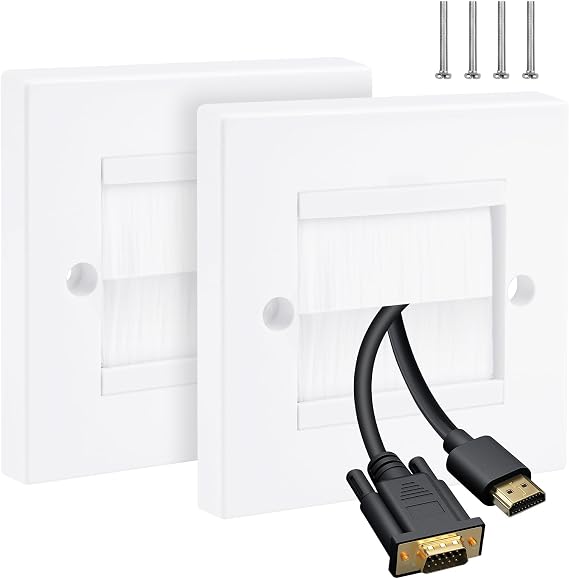 2 Pack Brush Wall Plate, Cable Pass Through Wall Plate Faceplate