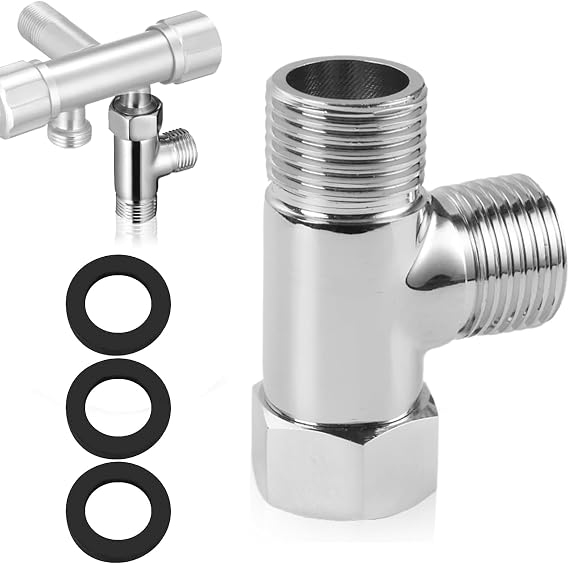 3 Way Bidet T Shape Adapter, Solid Brass G1/2" Hose Connector