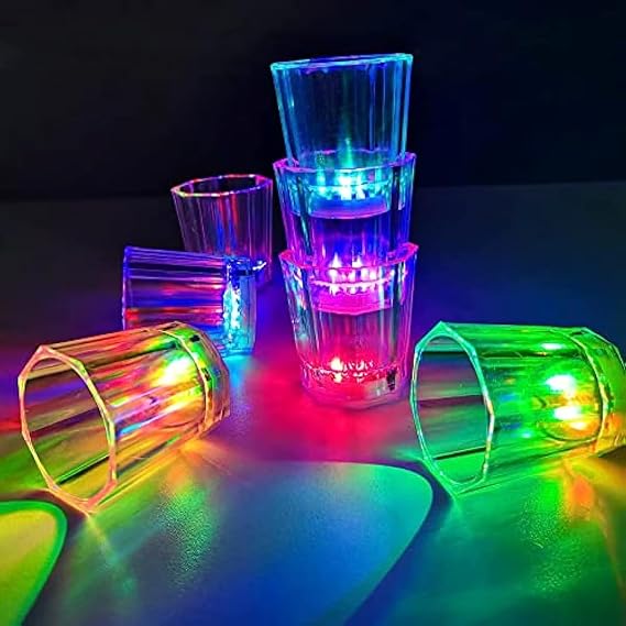 Renkli Led Parlayan Fiber Optik Glow Işıklı Bardak 5,5 x 5,5 cm (5264)
