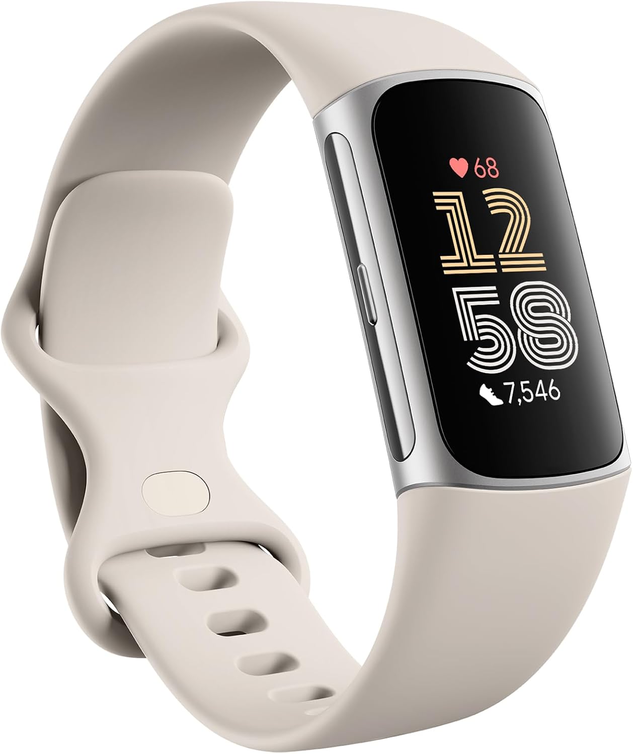 Google Fitbit Charge 6 Activity Tracker with 6-months Premium Membership Included, 7 days battery life and Google Wallet and Google Maps, Porcelain  Silver Aluminium