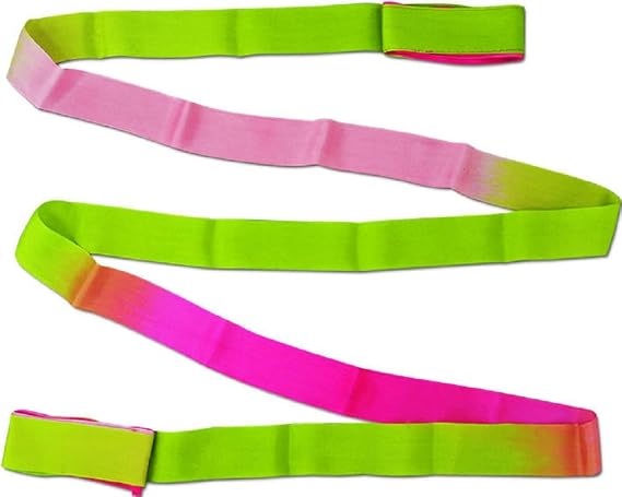 Pastorelli Rhythmic Gymnastics SHADED ribbon 6 m, FIG approved (Fuchsia-Lime green-Pink)