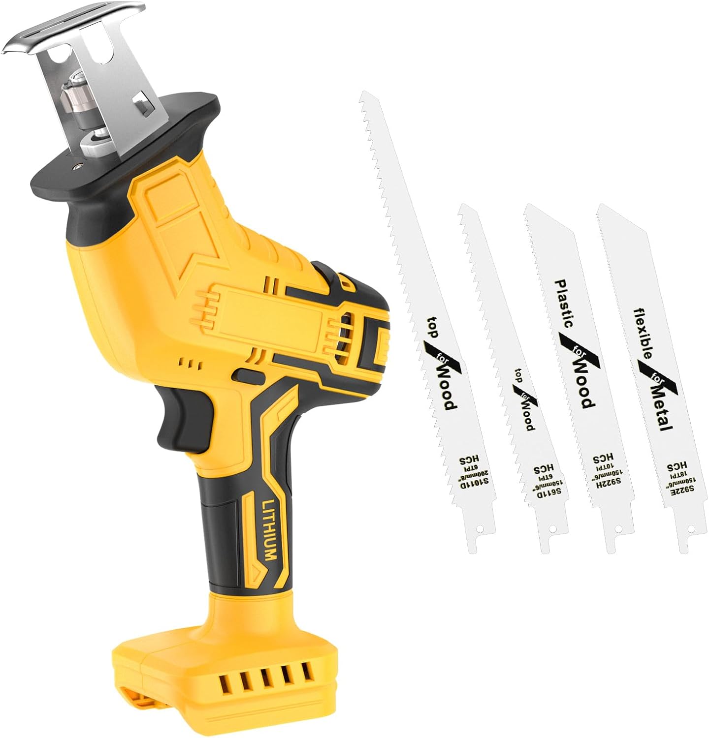 Cordless Reciprocating Saw for Dewalt 20V No Battery, Brushless Reciprocating Saw 3500SPM Stroke Speed with 4 Blades for MetalWoodPVC Cutting Tool