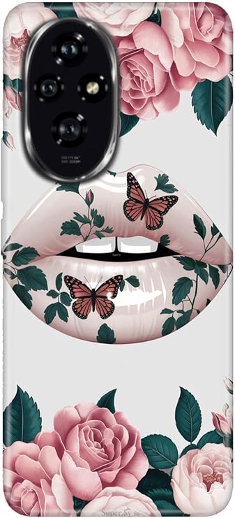 Honor 200 Pro ile Uyumlu Kılıf, Dövme Dudak Temalı Desenli, Darbe Emici Silikon, Çok Renkli