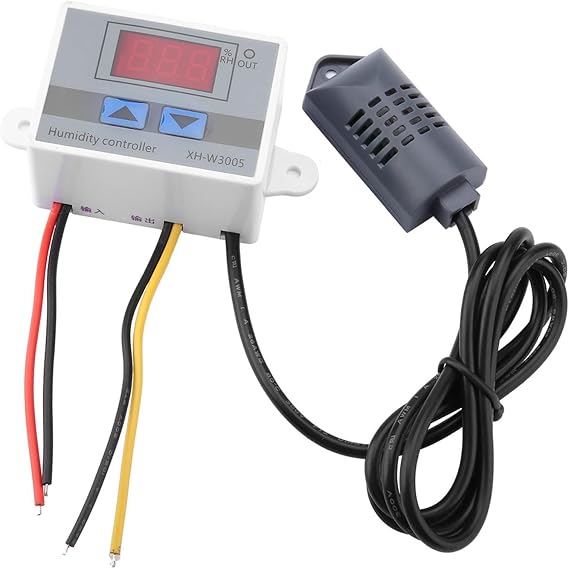 XH-W3005 Digital Humidity Controller, 220V Humidity Sensor Switch, 0–99% RH Hygrometer Control for Bathroom Fans, Greenhouses and Other Applications