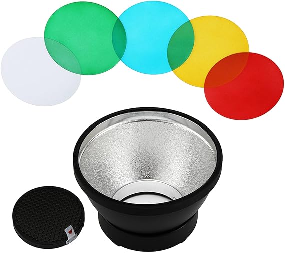 Creative Lighting Control Set ADR14 Standard Reflector with 5 Colour Filters and Grids for Studio Outdoor Photography, Flash Accessories