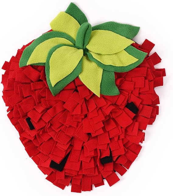 PLUSHCEWT Snuffle Mat for Dogs,Food Sniffing Feeding Mat Pet Snuffle Mat,Interactive Feeding Game Toy for Dogs,Natural Foraging Skills,Slow Feeding Puppy Training Mat for Small,Medium Dog (Strawberry)