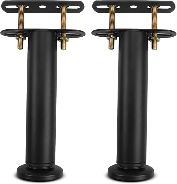 Bed Support Legs, Metal Adjustable Legs for Bed, Heavy Duty Bed Center Frame Middle Reinforce Circular Bottom Extendable Slat Support Leg for Cabinet Sofa Bed Frame Replacement Parts (Black 2 Pcs)