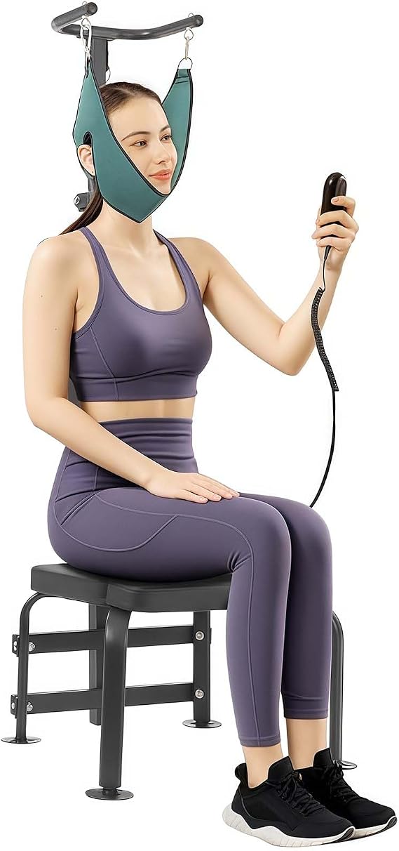 Cervical Traction Device, Stretching Training Equipment for Neck, Neck Stretcher Exerciser for Neck Pain Relief, with Sturdy Feet, for Personal Use, Home, and Other Similar Places