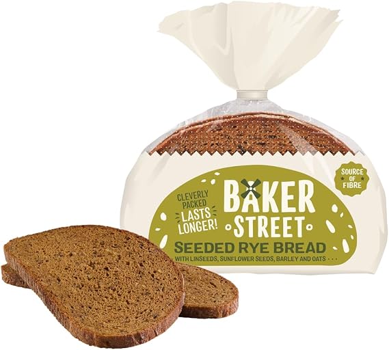 Baker Street Seeded Rye Bread | Wholesome and Delicious Wholemeal Bread | Healthy and Nutritious | Long Life Freshness | Source of fiber (7 Pack)