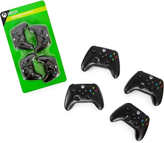 Ukonic Xboxコントローラー 高耐久 チップクリップ 4個セット | ビニール袋クランプ スナックや食品の保管用 密閉グリップ付き | ホーム&キッチンの装飾に かわいいビデオゲームギフト コレクター向け