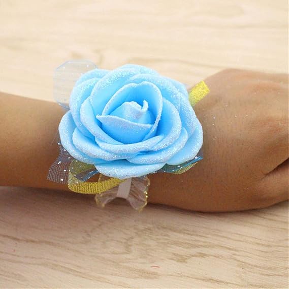 Bridesmaid Wrist Corsage Party Rose Bracelet Silk Flowers Ribbon Bride Wedding Ornament Decoration Bridesmaid Dress for Wedding Dance Party Decor Bridal Prom Accessories 1023(Color:B4)
