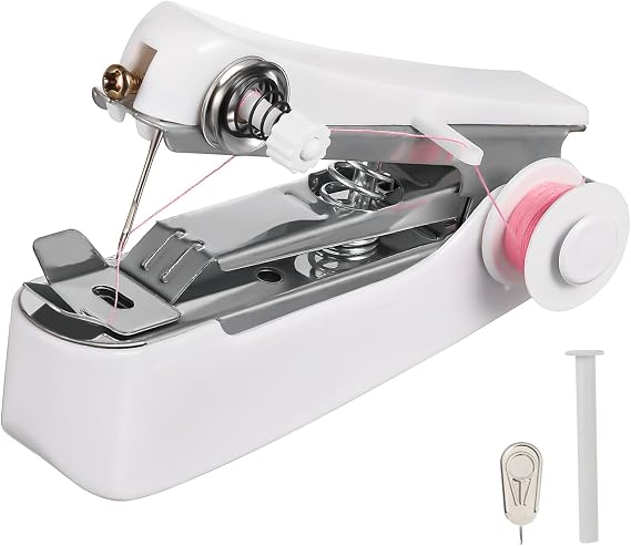 Portable Mini Handheld Sewing Machine for Quick Repair Garment Sewing with Sturdy Stainless Steel and Plastic Construction, Practical Device for Clothes Making and Easy Home Use Random Color