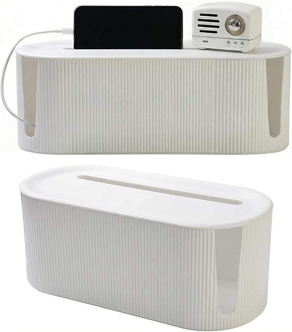 Kabelbox mit 3-lochiger Ladeöffnung Kabelmanagement Box Weiß