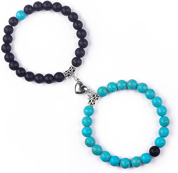 Matching Couple Bracelets Healing Crystal Heart Bracelet for Lover Him & Her Boyfriend Girlfriend Valentine's Day Gifts
