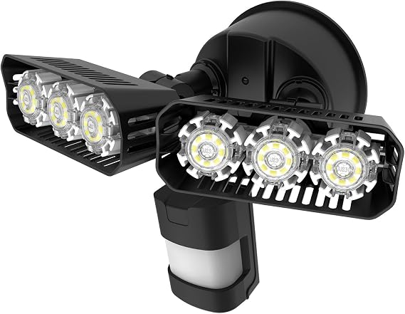 SANSI LED Outdoor Motion-Activated Security Lights, 27W (200W Equiv.) 2700lm, 5000K Daylight, Waterproof Flood Light with Adjustable Head, Bronze