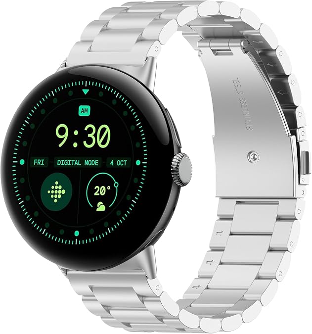 Straps Compatible with Google Pixel Watch 4/Watch 3 45mm 41mm Strap, Metal Stainless Steel Wristband Replacement Business Band for Pixel Watch3