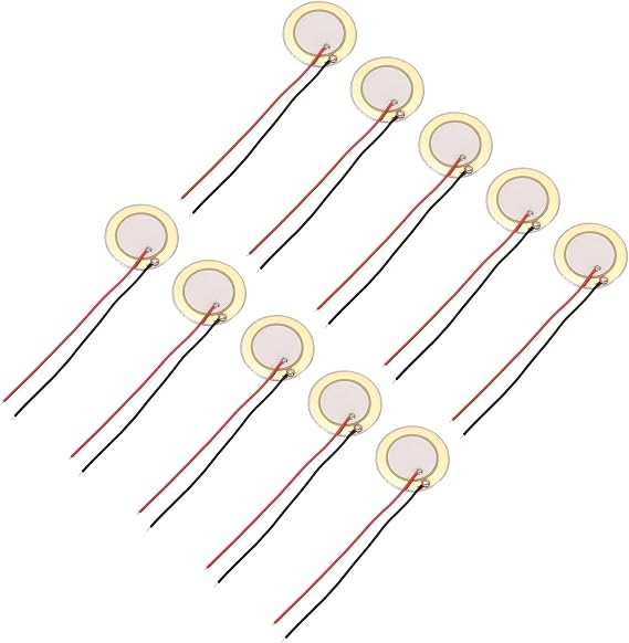 sourcing map 10Pcs Piezoelectric Discs 27mm Acoustic Pickup Transducer Microphones Trigger Buzzer Drum Guitar with Aluminum Shell