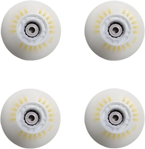 LED Light Up Inline Skate Wheels, 60-90mm, 90A Hardness, Universal Fit, Indoor Outdoor Use 4/8 Pack (8, Multicolor, 80MM)