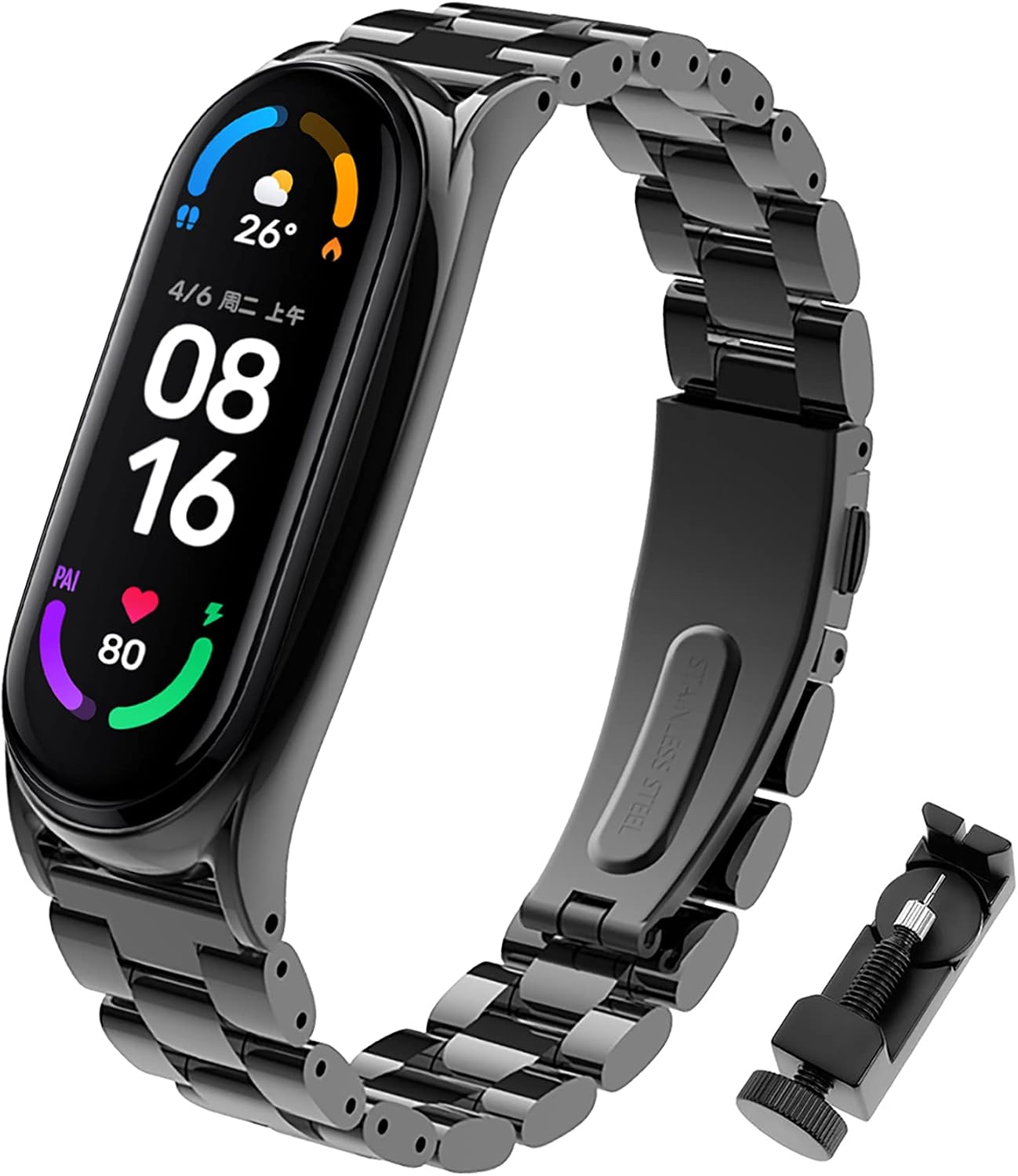 BDIG Armband Für Xiaomi Mi Band 65 & Mi Band 43, Metall, Wasserdicht, Edelstahl Strap Zubehör
