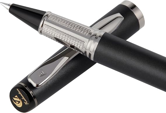 Liquid Ink Rollerball Pen,Luxury Nice pen Metal pen Smooth writing stylish design effortless writing,fancy pens with gift case for Men & Women with 2 Refills-Inky black