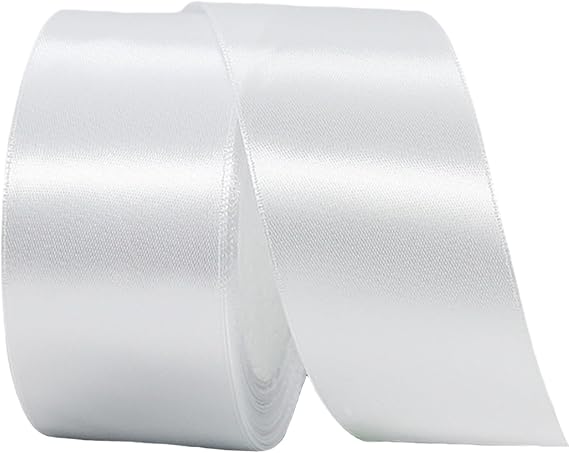 Satin Ribbon Width 40 mm, White Gift Ribbon, 22 m Satin Silk Ribbon, Fabric Ribbon for Wrapping Gifts, Crafts, Bridal Bouquet, Balloons, Satin Ribbon for Wedding Favor Decoration