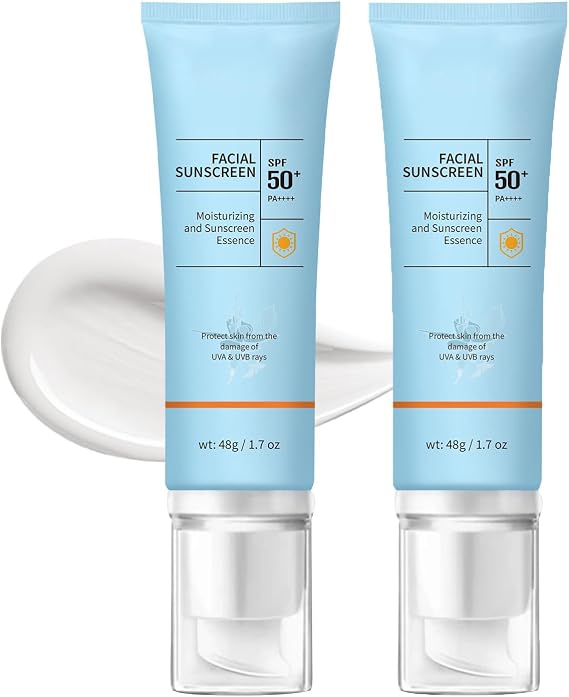 Clear Face Sunscreen SPF 50, Transparent Face Sunscreen, Protects & Hydrate Against Sun, Moisturizing Sun Essence, Travel Size, Lightweight, Sun Protection Against UVA UVB (2)