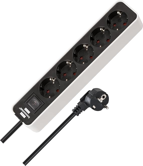 Brennenstuhl Ecolor Power Strip with 5 Outlets (1.5 m Cable, with Switch