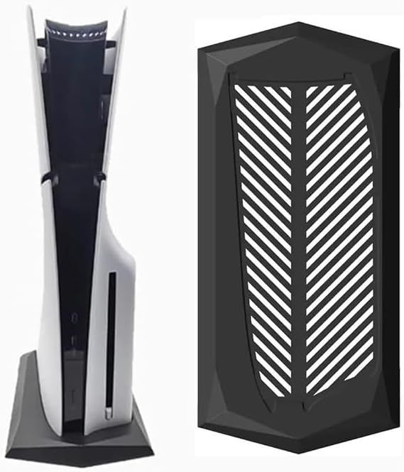 Vertical Stand for PS5 Slim Disc Edition, Vertical Base Holder Stand for Playstation 5 Slim Disc Edition Console with Built-in Cooling Vents and Non-Slip Feet (Black)