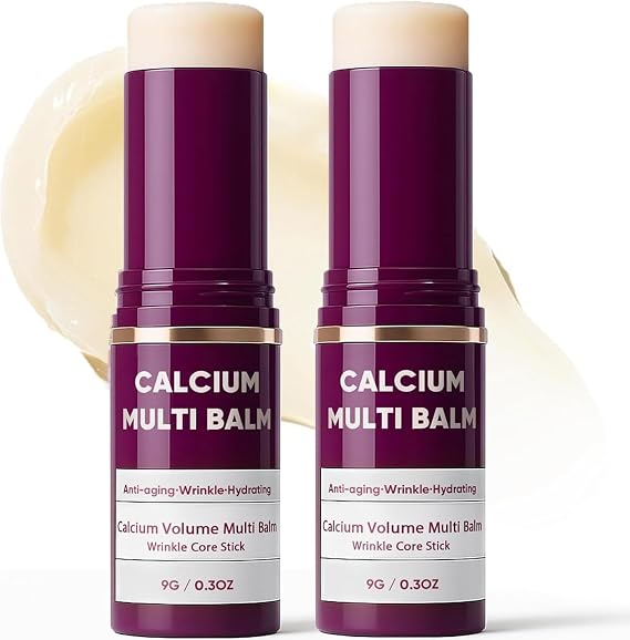 2-Pack Calcium Multi Balm, Anti-Aging Firming & Hydrating Collagen Stick for Face, Eyes & Neck, Moisturizing Skincare