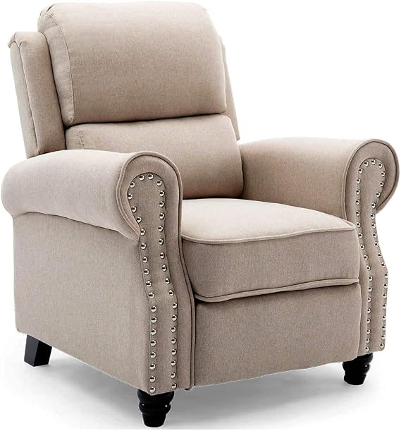 More4Homes DUXFORD FABRIC PUSHBACK RECLINER ARMCHAIR SOFA OCCASIONAL CHAIR CINEMA (Beige)