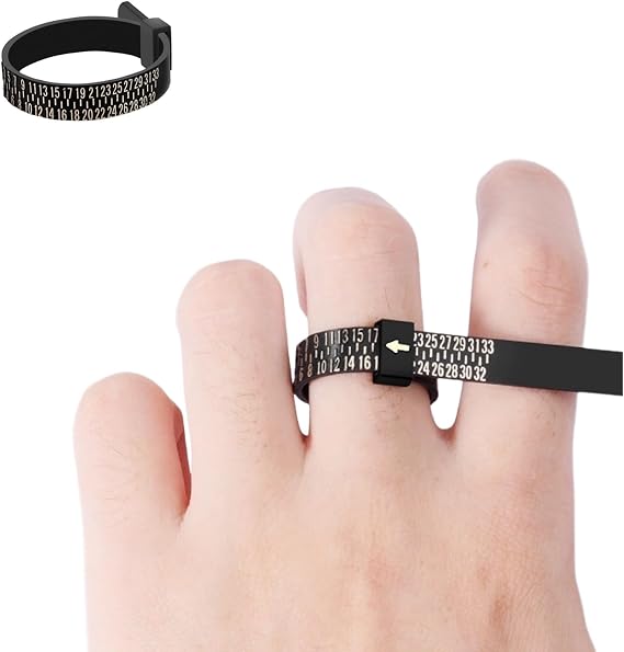Ring Sizer Measuring Set Reusable Finger Size Gauge Measure Tool Jewelry & Gold Sizing Tools Rings Size 1-17 (Black)