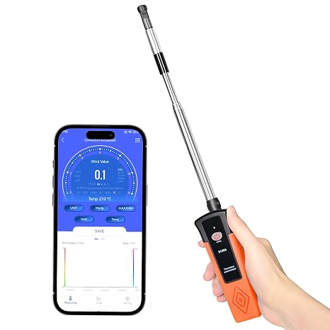 Hotwire Anemometer, 40M/s Wind Speed Meter with Extendable Rod 320-650mm