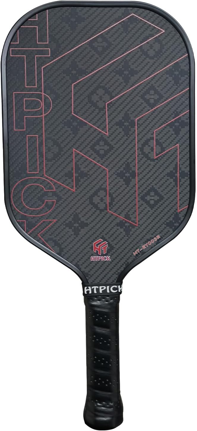 Pickleball Paddles, Carbon Fiber Pickleball Paddle High Grit & Spin with PP Honeycomb Core 16mm Thickness and Thermoformed Elongated Shape, Increased Power for Ultimate Spin & Consistency