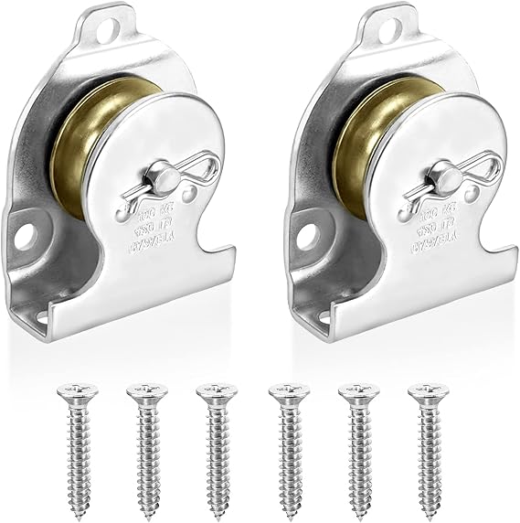 2pcs Single Pulley Galvanised Fixed Roller Block Ball Bearing Pulley Block Swivel Lifting Rope Pulley, for Traction Steel Wire Rope Nylon Rope Cable Crane Gym Exercise, Safe Load 190kg, with Screws