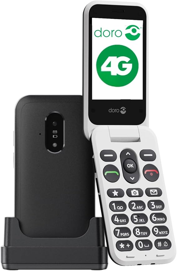 Doro Leva E22 Basic 4G Flip Mobile Phone for Elderly - Black
